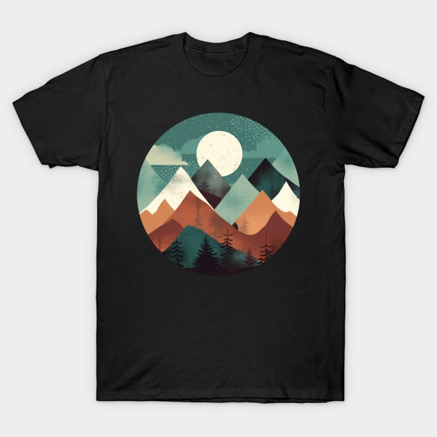 Geometric Flat layered Camping Sporty Design T-Shirt by yambuto